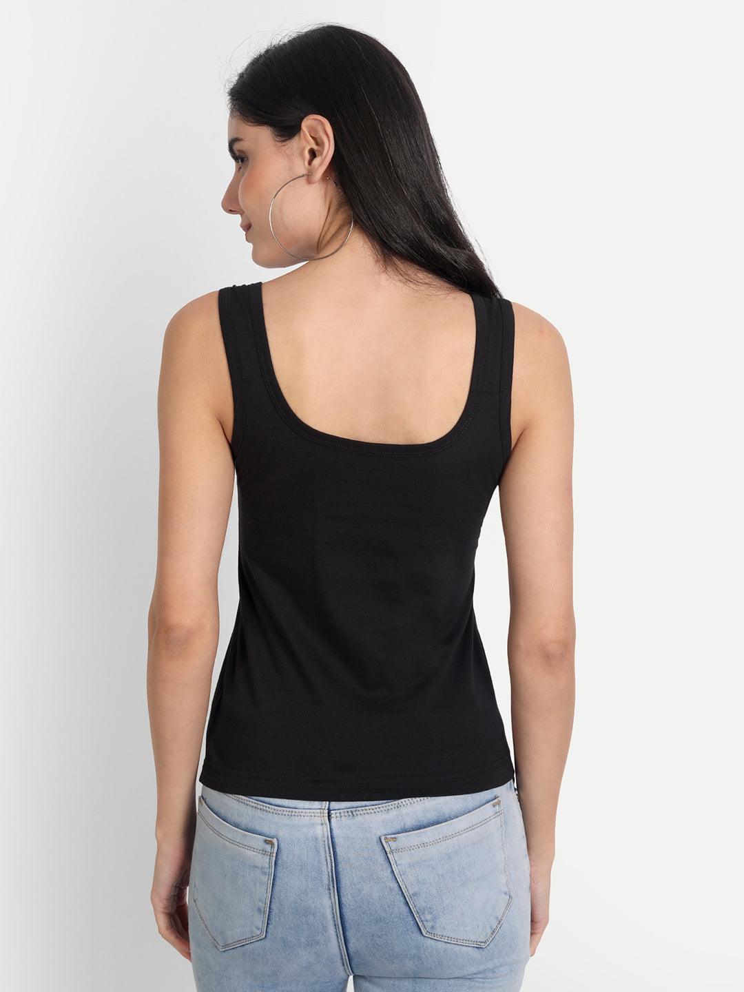 Women's Regular Fit Cotton U Neck Spaghetti Slips Camisoles Multicolor Combo Pack of 3 - Aimly.in