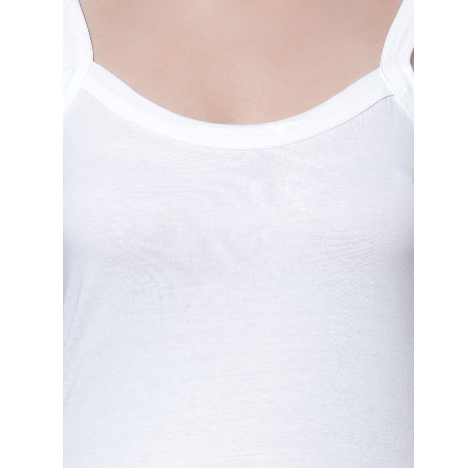 Women's Cotton Sleeveless U Neck Long Spaghetti Slips Regular Use Camisoles 2 wht 1 bge pack of 3