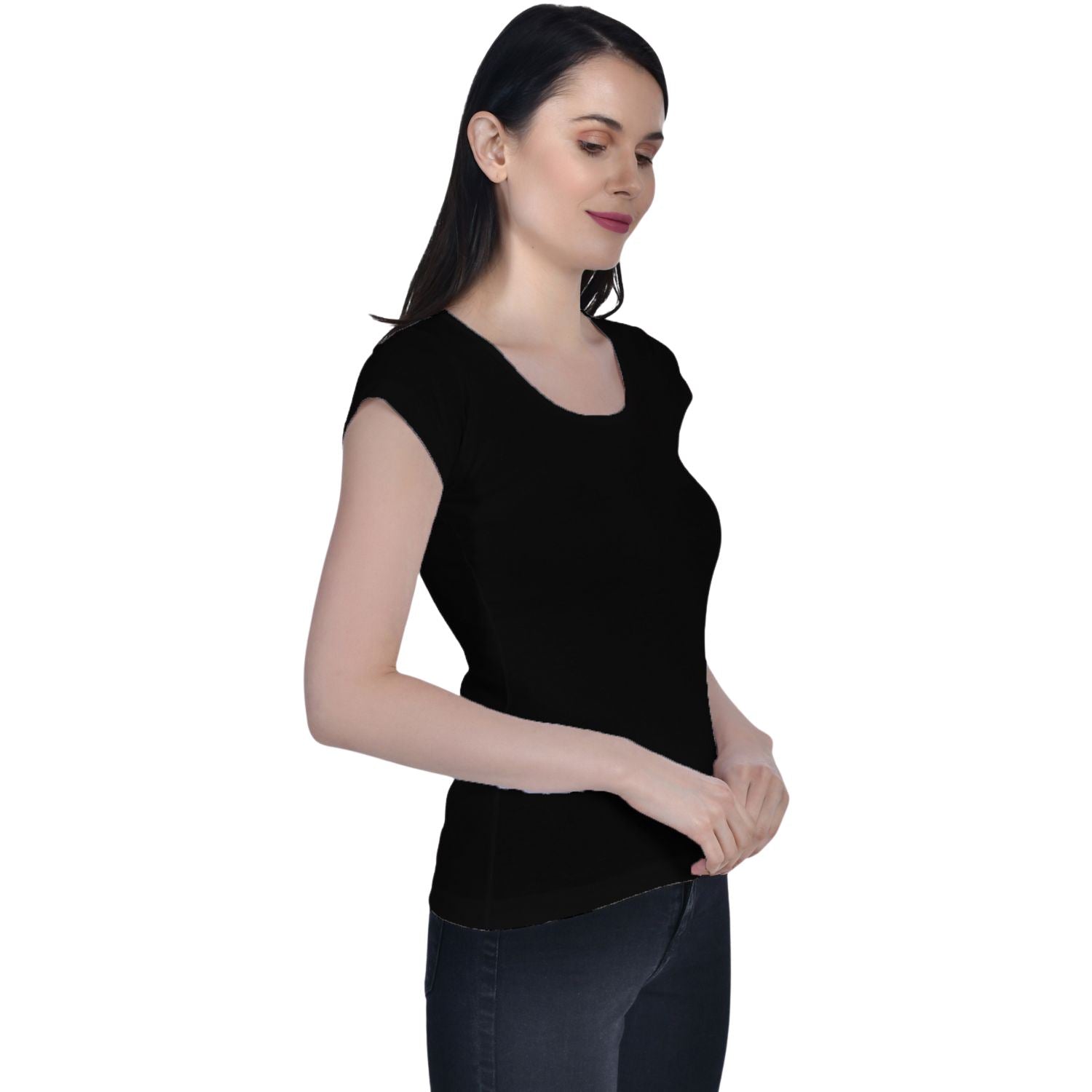 Women's Cotton Cap Sleeve Camisole Slip 1 black 1 white paghetti Pack-2
