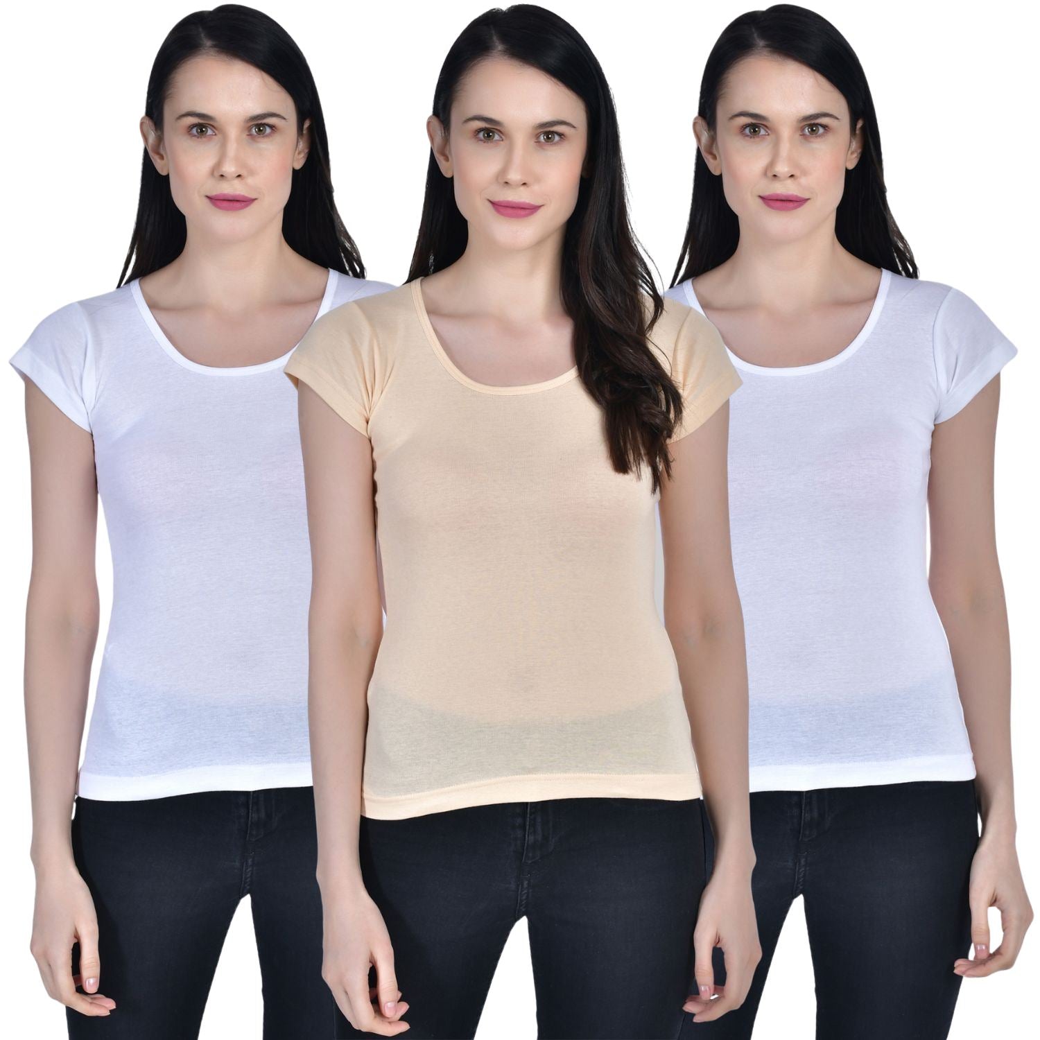 Women's Cotton Cap Sleeve Camisole Slip Spaghetti 1beige 2 white Pack-3