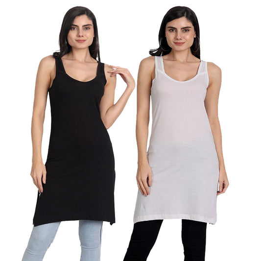 Women's Cotton Sleeveless Long Kurti Camisole Slip Spaghetti P2