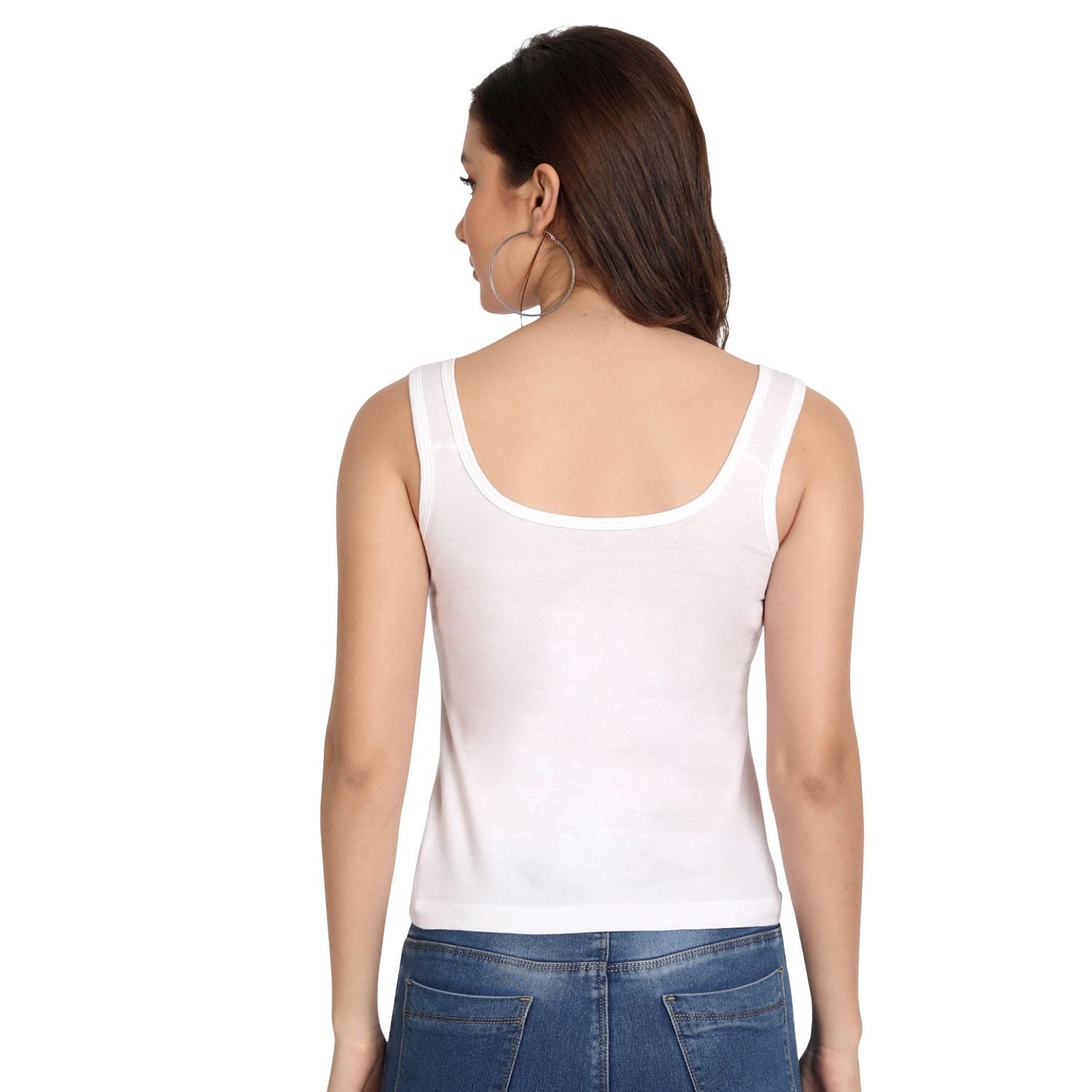 Women's Regular Fit Cotton U Neck Spaghetti Slips Camisoles 3 white  Combo Pack of 3