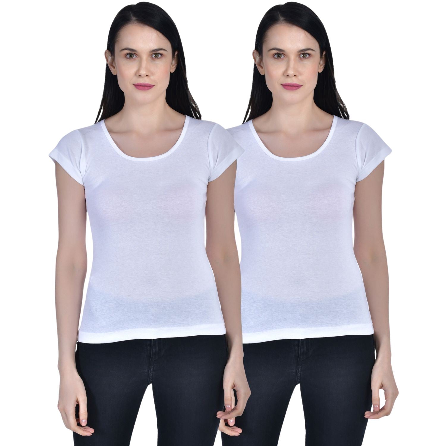 Women's Cotton Cap Sleeve Camisole Slip 2 white paghetti Pack-2