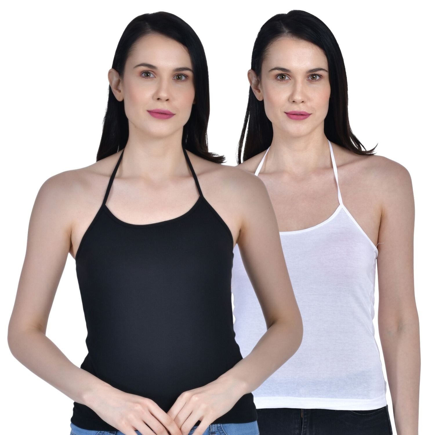 Women's Cotton Regular Sleeveless Halter Neck Camisole Slip