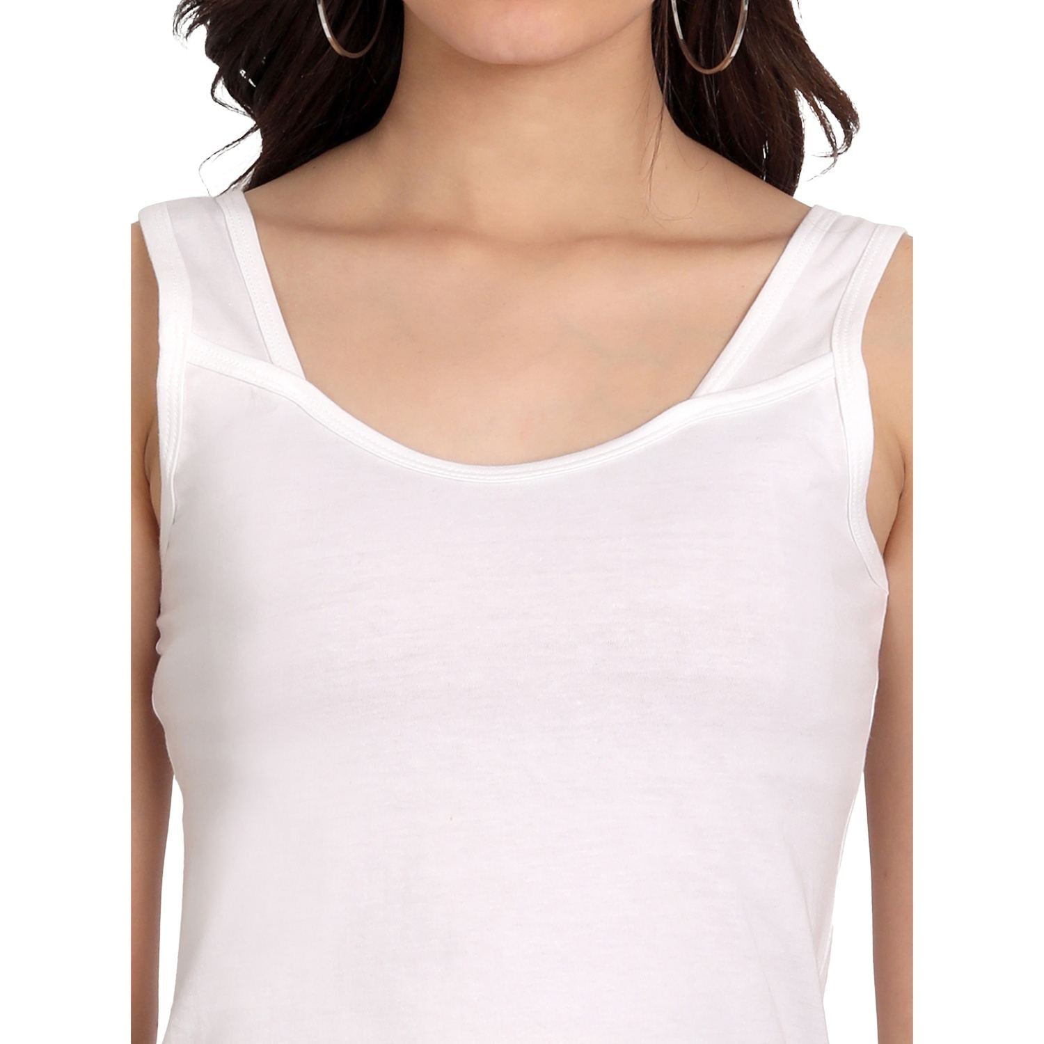 Women's Regular Fit Cotton U Neck Spaghetti Slips Camisoles 3 white  Combo Pack of 3