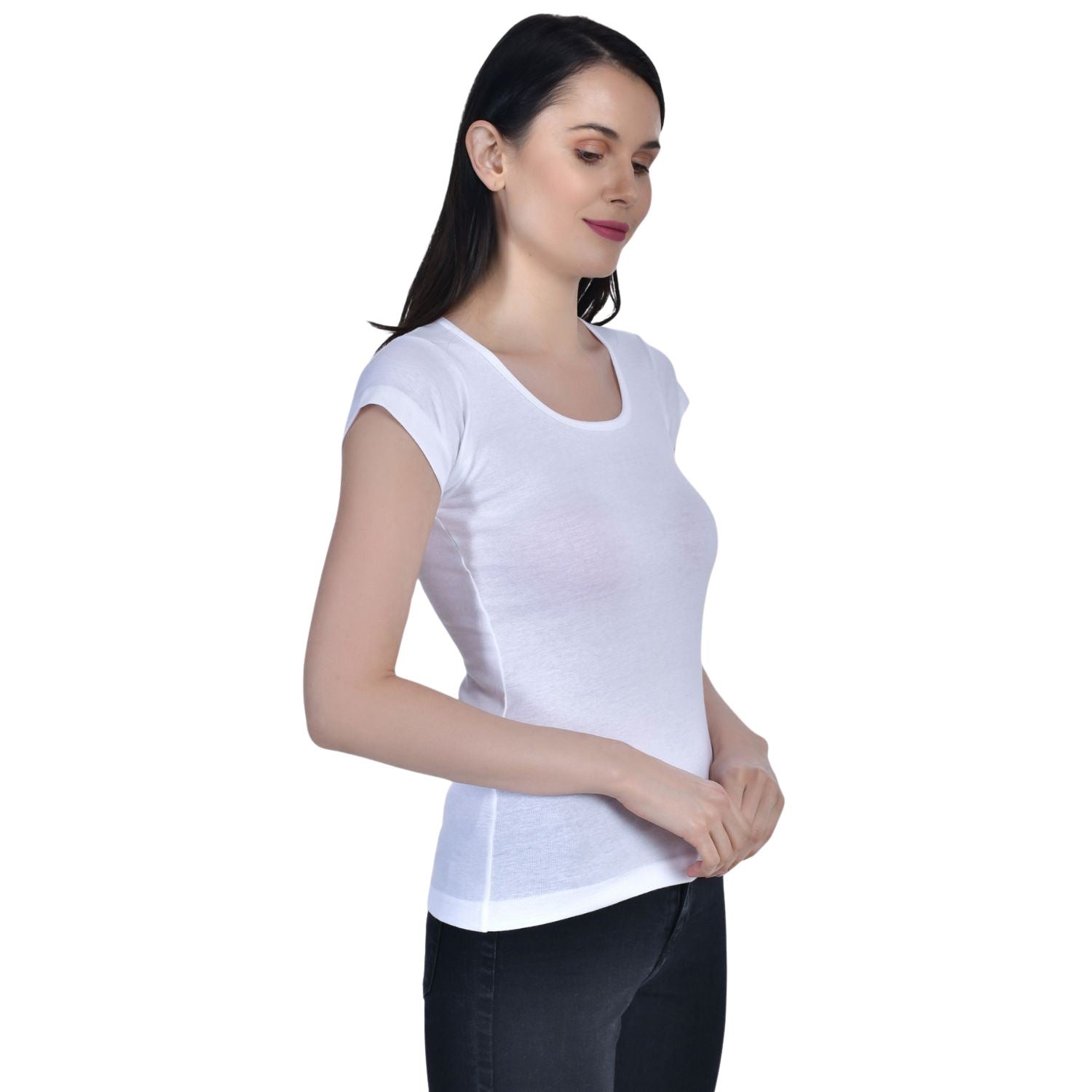 Women's Cotton Cap Sleeve Camisole Slip 2 white paghetti Pack-2