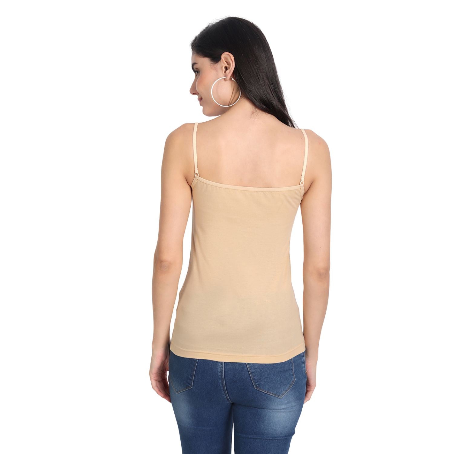 Aimly Women's Cotton Sleeveless Adjustable Strap Camisole Slip Spaghetti BLACK_WHITE - Pack of 2