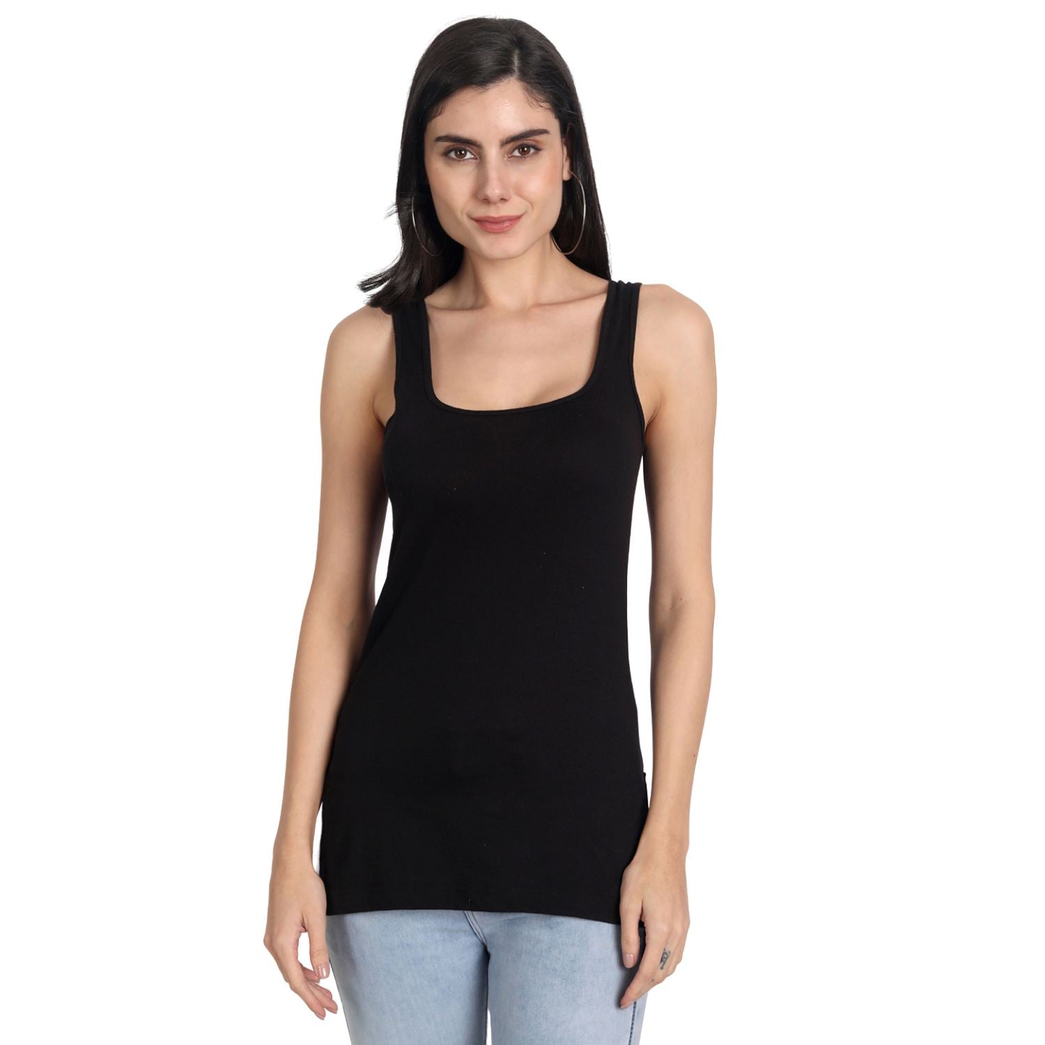 Women's Regular Fit Wide Strap Sleeveless Cotton Camisole Slip Spaghetti, 2bLACK 1BEIGE Combo pack of 3