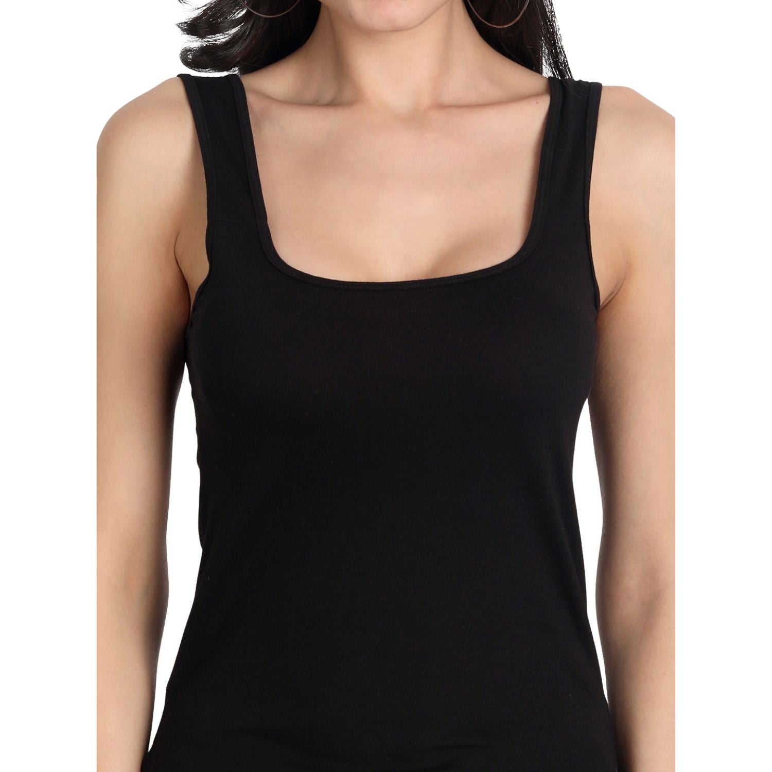 Women's Regular Fit Wide Strap Sleeveless Cotton Camisole Slip Spaghetti, 2bLACK 1BEIGE Combo pack of 3