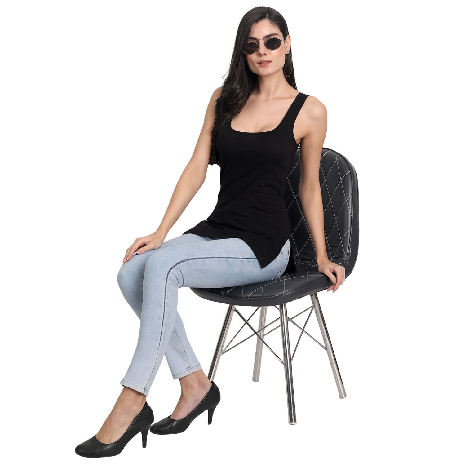 Women's Regular Fit Wide Strap Sleeveless Cotton Camisole Slip Spaghetti, 2bLACK 1BEIGE Combo pack of 3