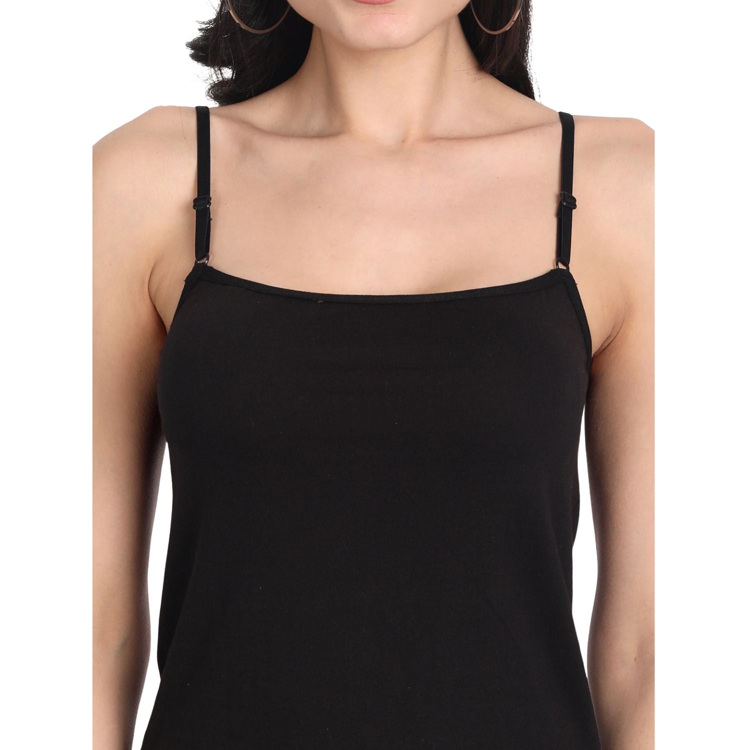 Aimly Women's Cotton Sleeveless Adjustable Strap Camisole Slip Spaghetti - Pack of 2