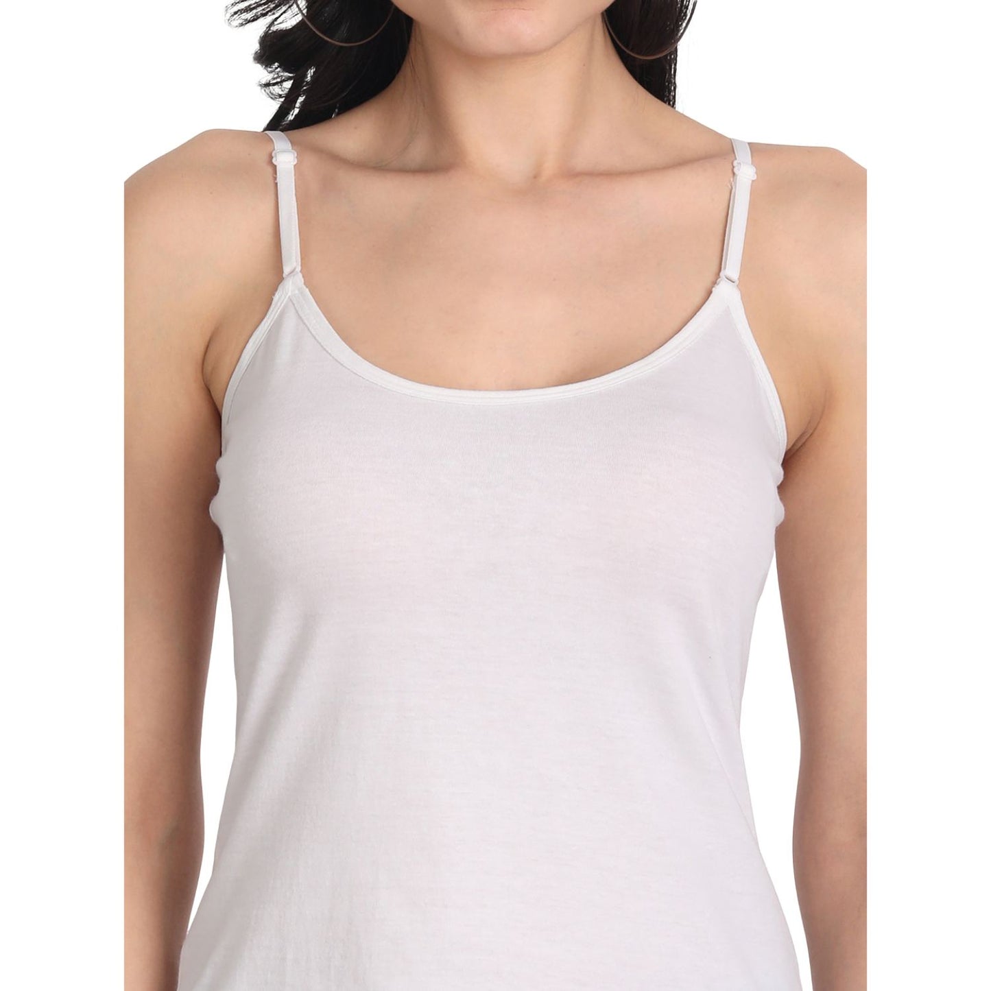 Aimly Women's Cotton Sleeveless Adjustable Strap Spaghetti 2_WHITE - Pack of 2