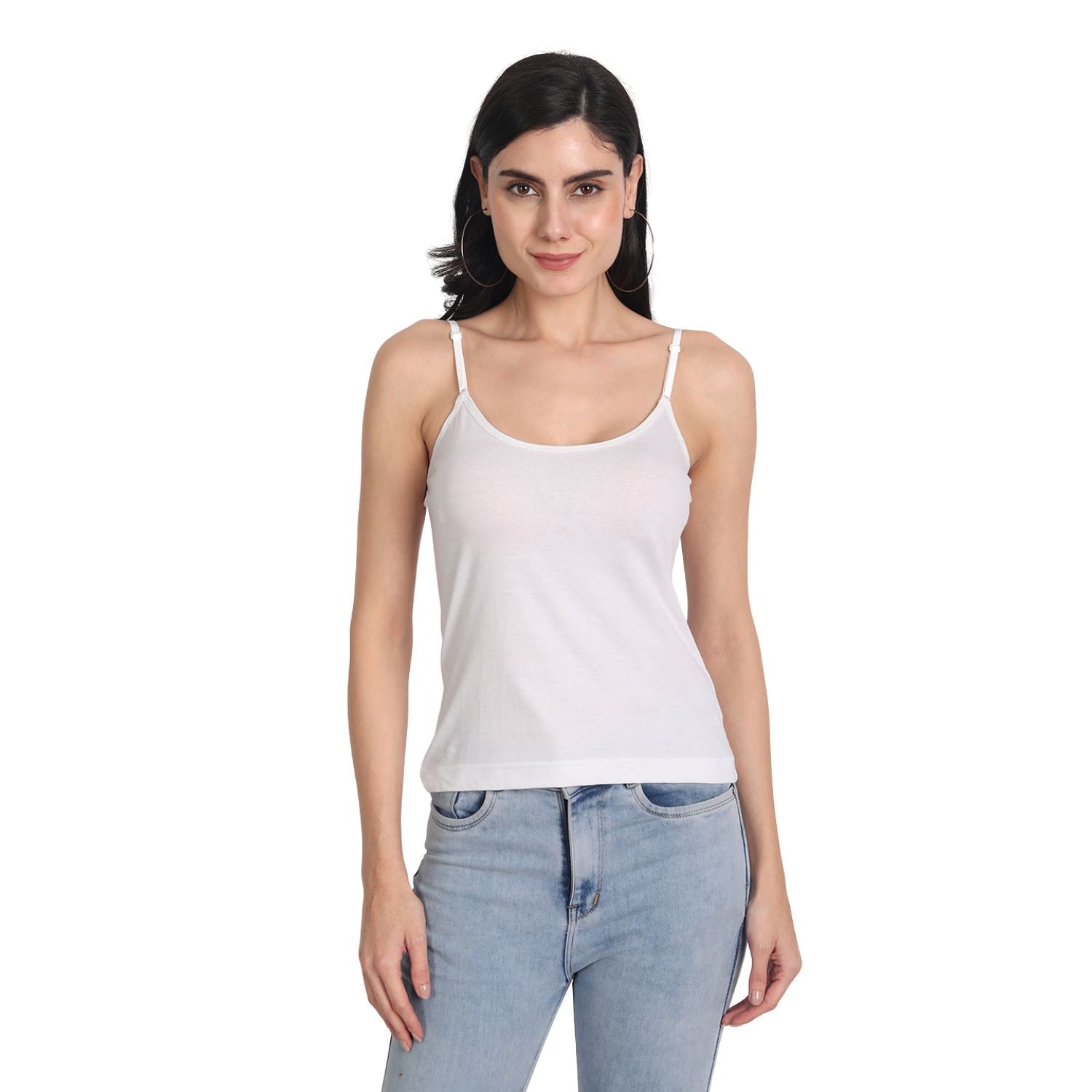 Aimly Women's Cotton Sleeveless Adjustable Strap Spaghetti - Pack of 2