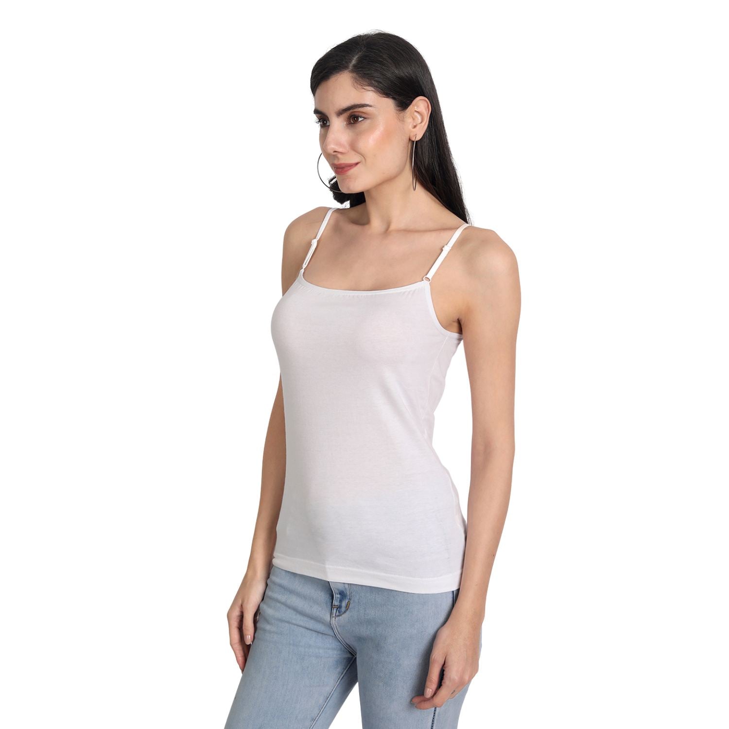 Aimly Women's Cotton Sleeveless Adjustable Strap Camisole Slip Spaghetti BLACK_WHITE - Pack of 2