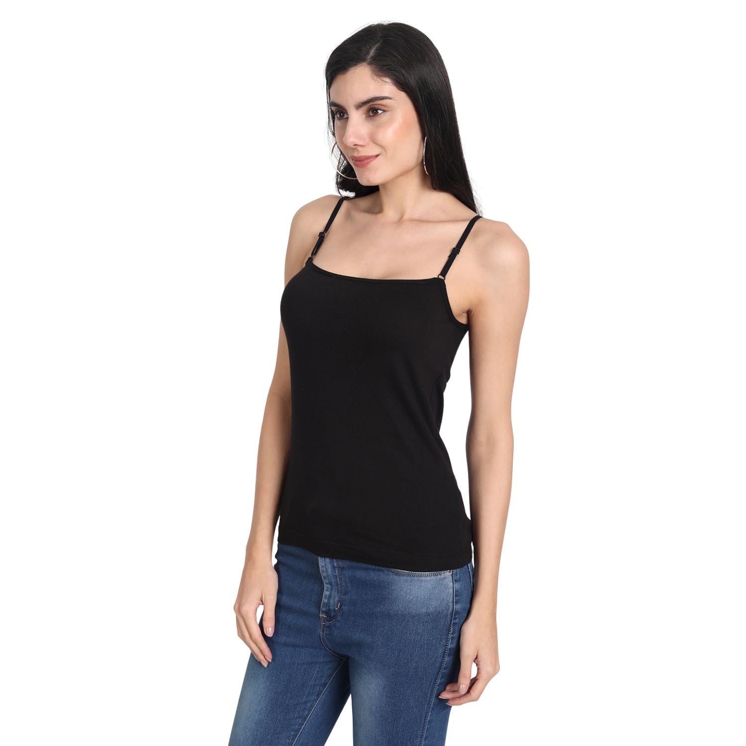 Aimly Women's Cotton Sleeveless Adjustable Strap Camisole Slip Spaghetti - Pack of 2