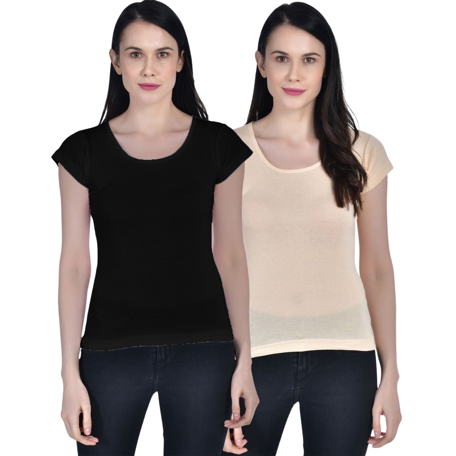 Women's Cotton Cap Sleeve Camisole Slip Spaghetti Pack-2
