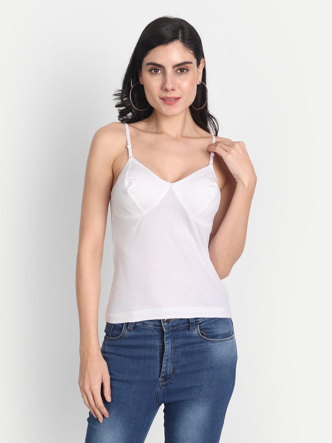 Women's Cotton Camisole with Built in Bra Adjustable Strap Square