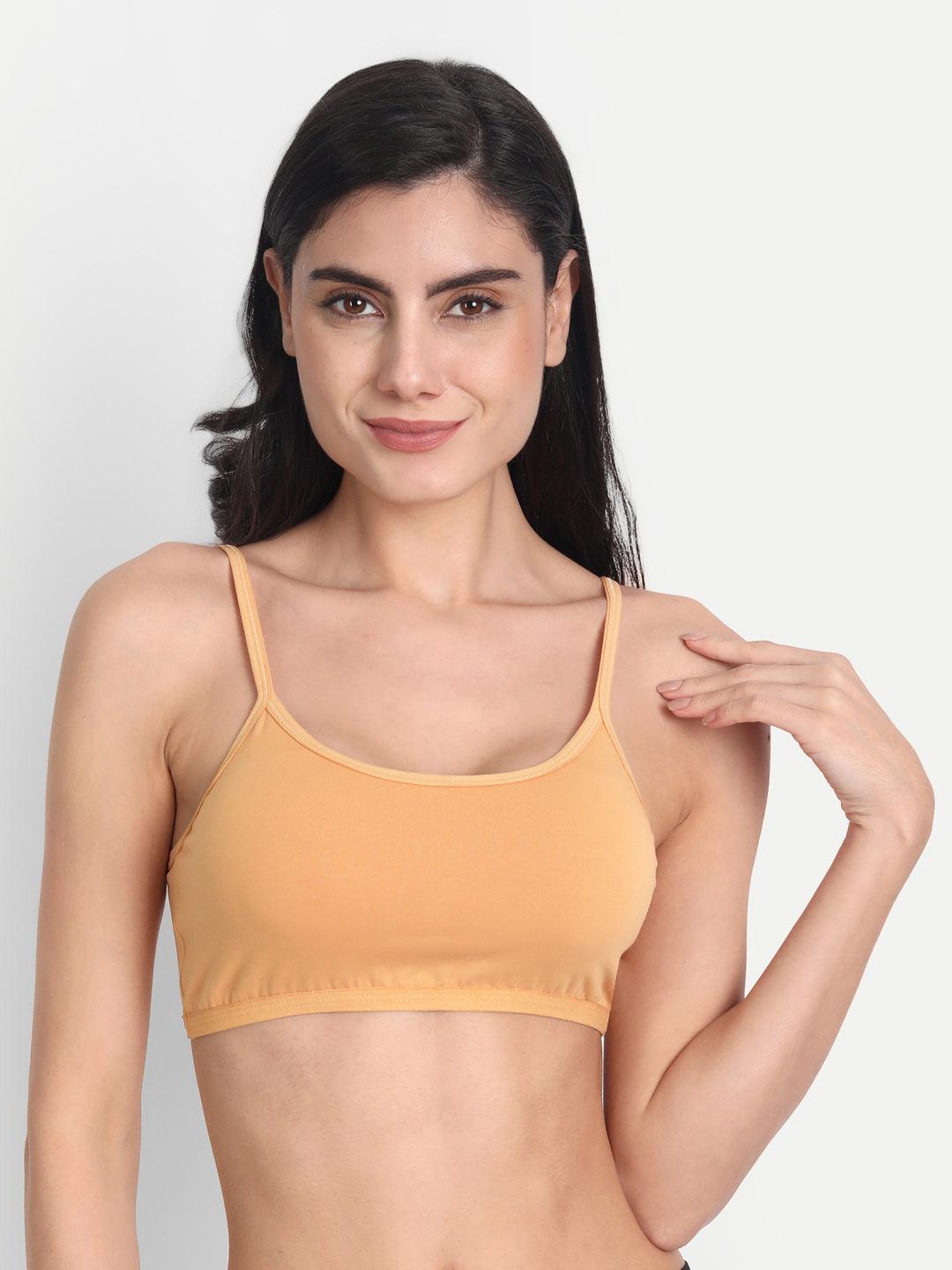 Women's Cotton Non-Padded Non-Wired Thin Strap Low Coverage Sports Bra