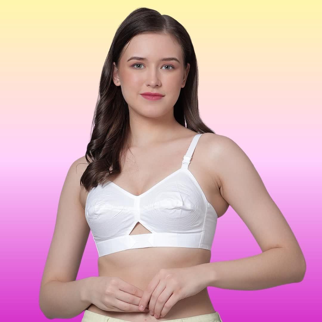 Women's Cotton Non-Padded Non-Wired Full Coverage Daily Use Regular Bra  White