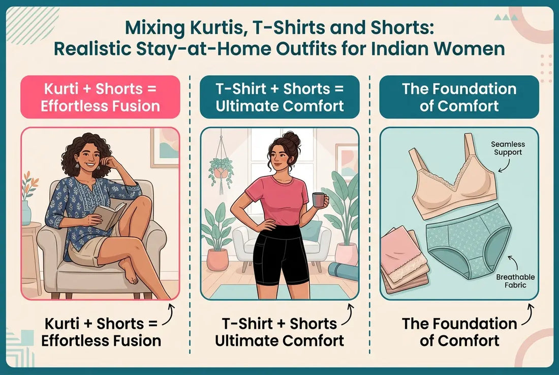 mixing-kurtis-tshirts-shorts-stay-at-home-outfits-indian-women