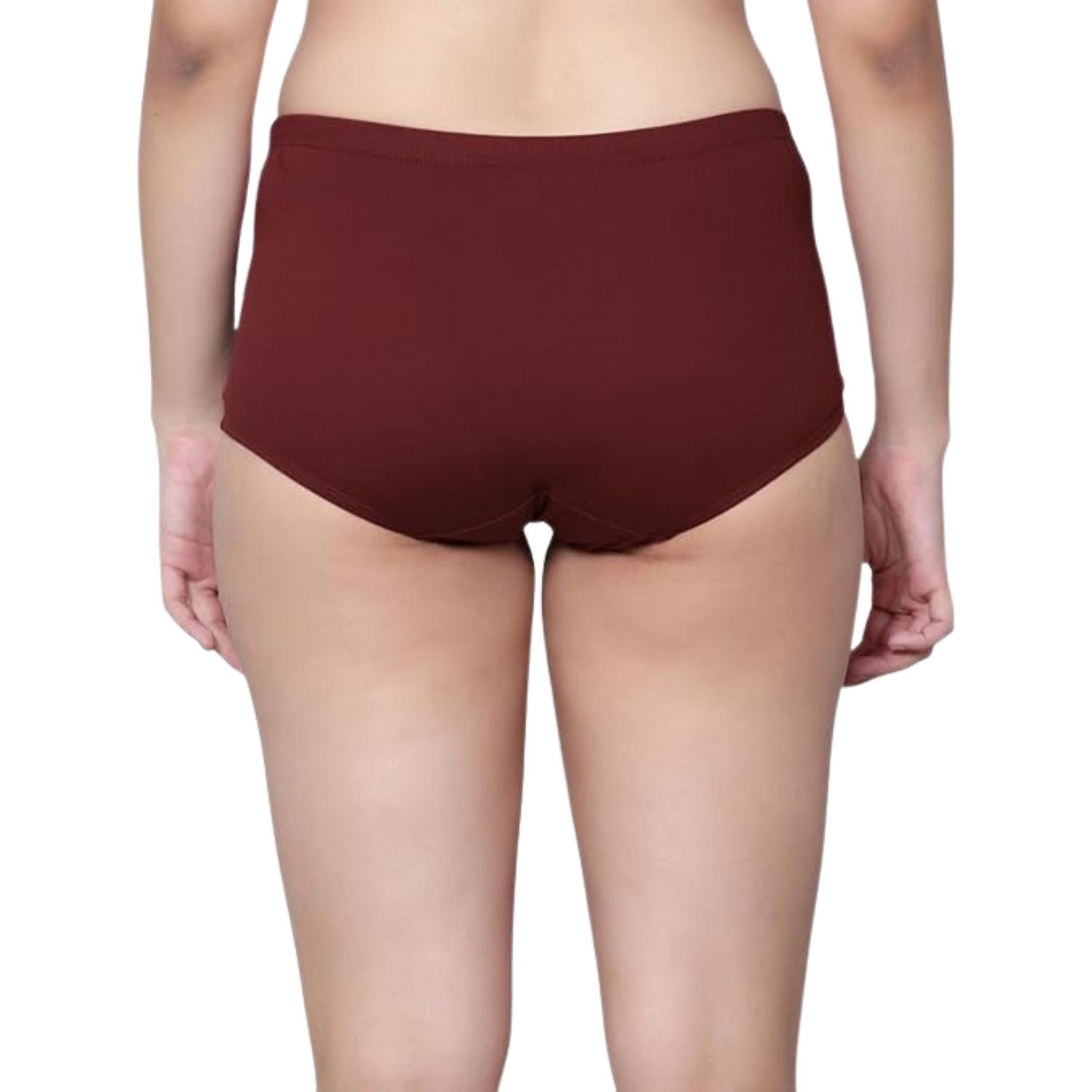 Women's Cotton Boy Short Panties Combo of 3 Maroon_Rani_Wine