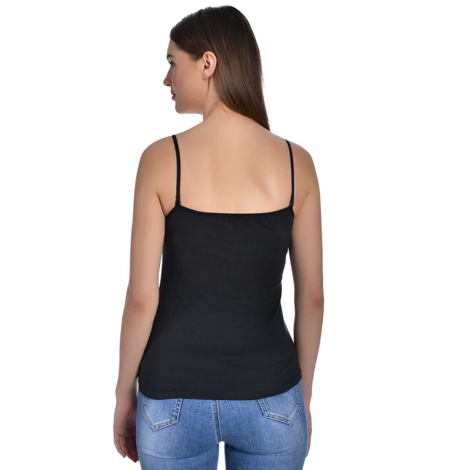 Women's Cotton Adjustable Strap Lace Spaghetti Slip Camisole Pack of 2