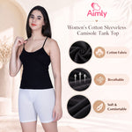 Aimly Women's Padded Short Cotton Camisole | Adjustable Spaghetti Strap Innerwear Vest | Soft Comfortable Everyday Wear Undershirt for Women | Lightweight cotton tank top | Breathable Daily Use Inner Slip Vest | Casual Solid Basic Tank Top