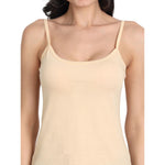 Women's Regular Fit Thin Strap Sleeveless Cotton Camisole Slip Spaghetti 3Beige Combo pack of 3