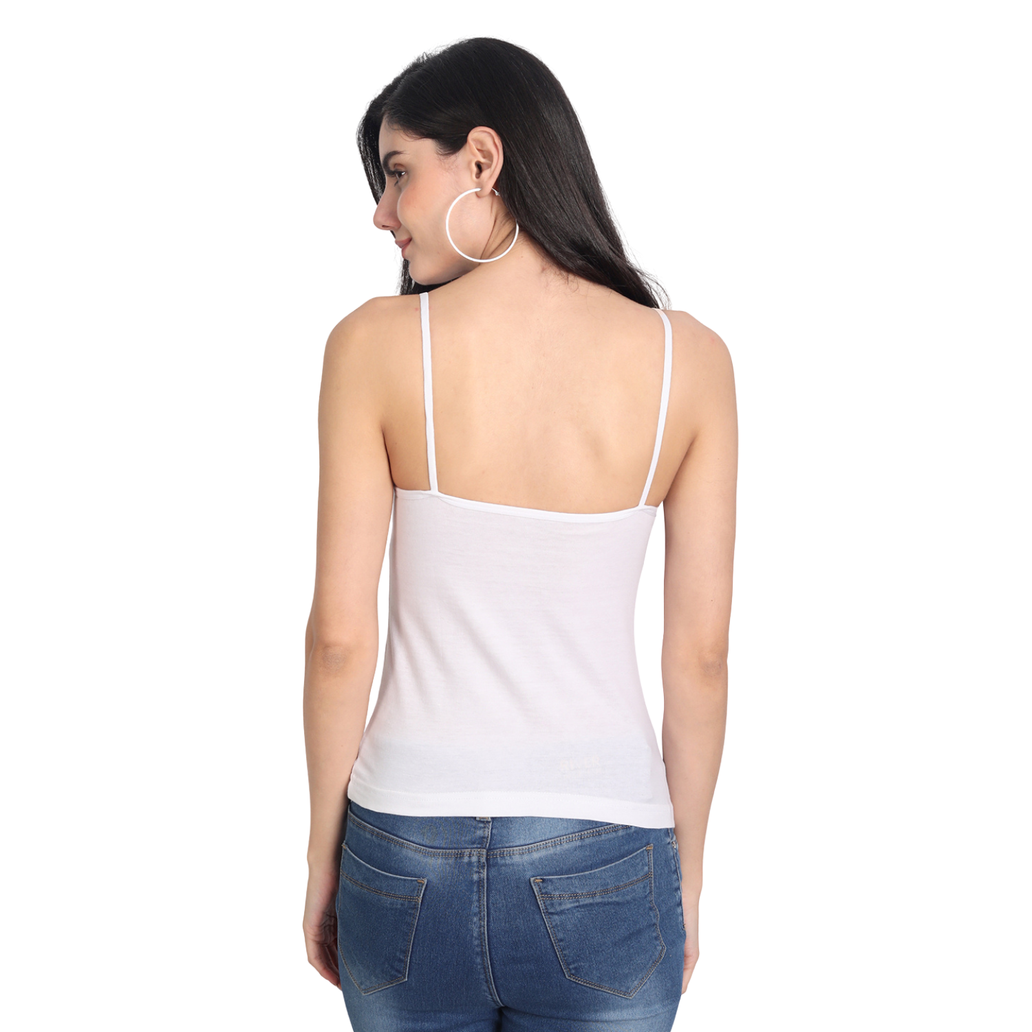 Women's Regular Fit Adjustable Strap Cotton Bra Cum Camisole Slip Spaghetti Combo pack of 2 ( 2 WHT )