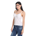 Women's Regular Fit Adjustable Strap Cotton Bra Cum Camisole Slip Spaghetti Combo pack of 2 ( 1 BLK 1 WHT )