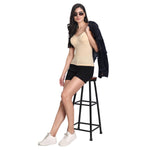 Women's Regular Fit Adjustable Strap Cotton Bra Cum Camisole Slip Spaghetti 2-Beige Combo pack of 2