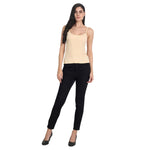 Women's Regular Fit Thin Strap Sleeveless Cotton Camisole Slip Spaghetti 3Beige Combo pack of 3