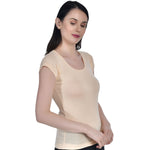 Women's Cotton Cap Sleeve Camisole Slip 1 beige 1 white paghetti Pack-2