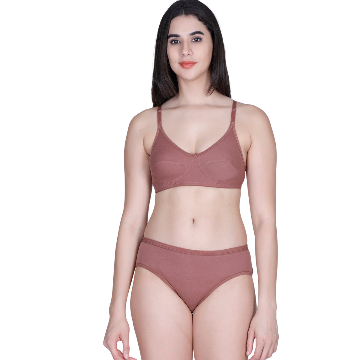 Aimly Women's Cotton Bra Panty Set – Non-Padded, Wire-Free Bra with Adjustable Straps, Mid Coverage
