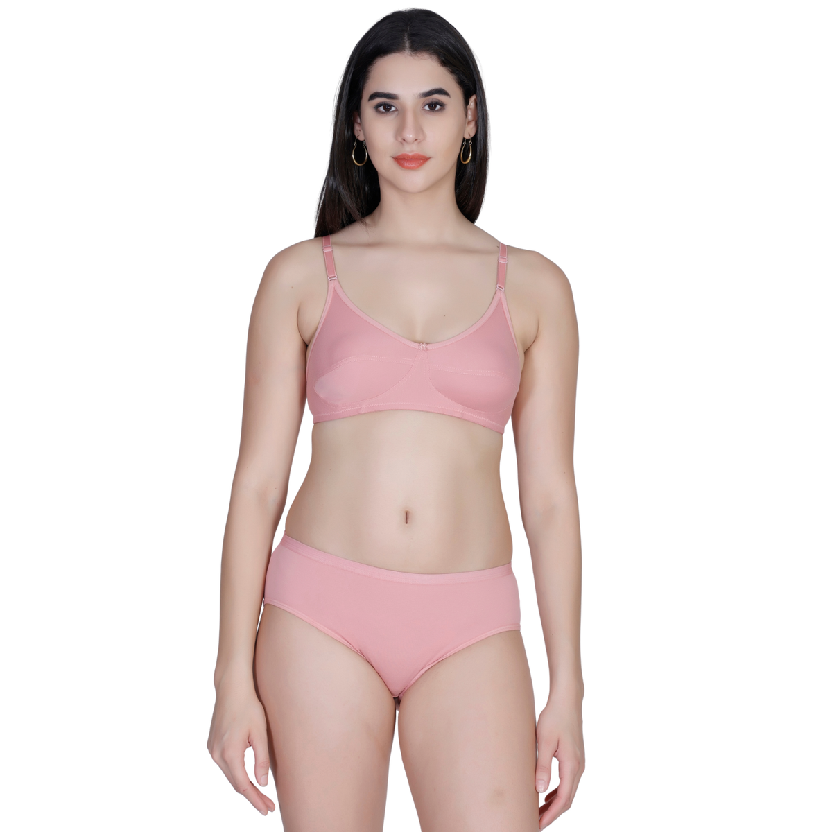 Aimly Women's Cotton Bra Panty Set – Non-Padded, Wire-Free Bra with Adjustable Straps, Mid Coverage