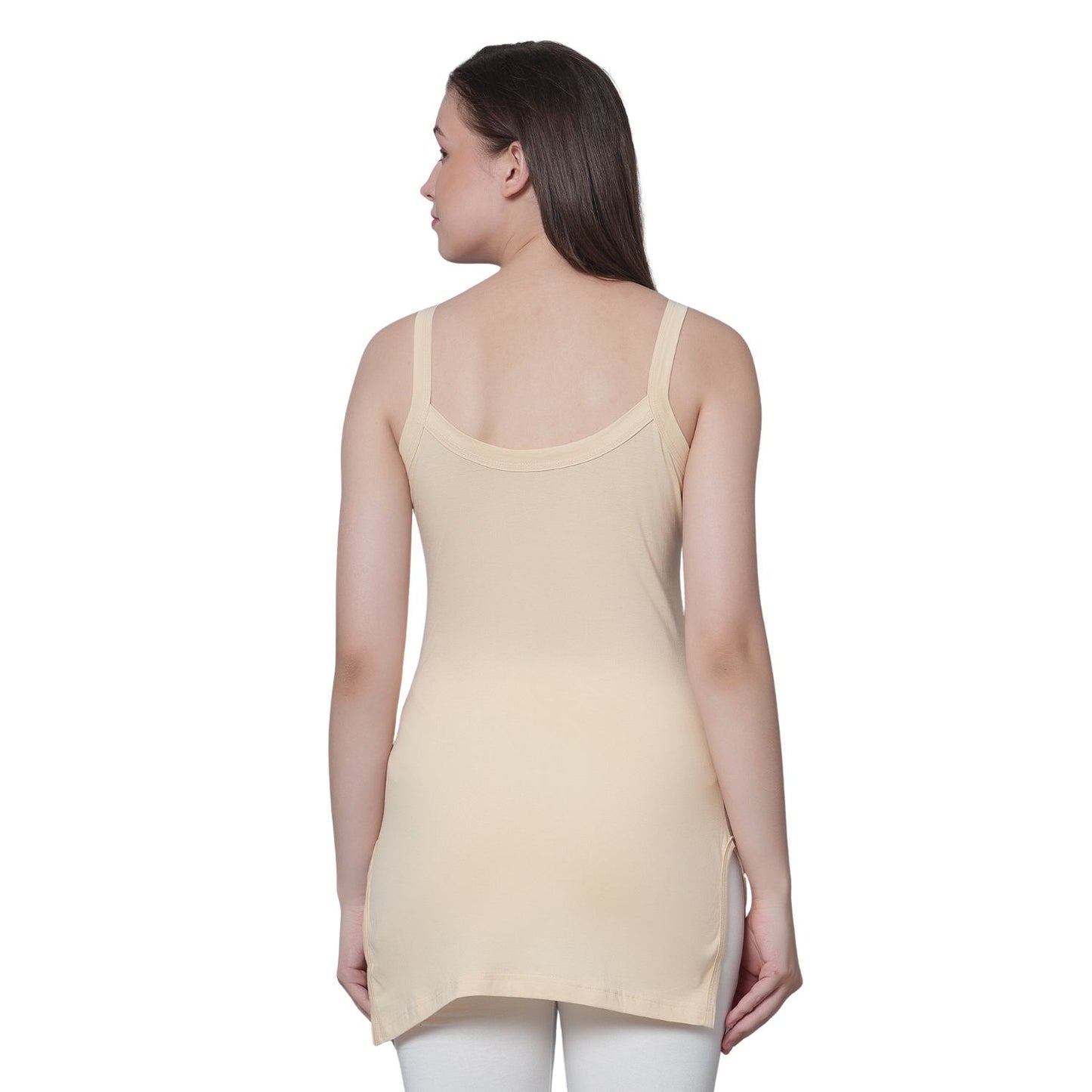 Women's Cotton Sleeveless U Neck Long Spaghetti Slips Regular Use Camisoles 3 bge pack of 3