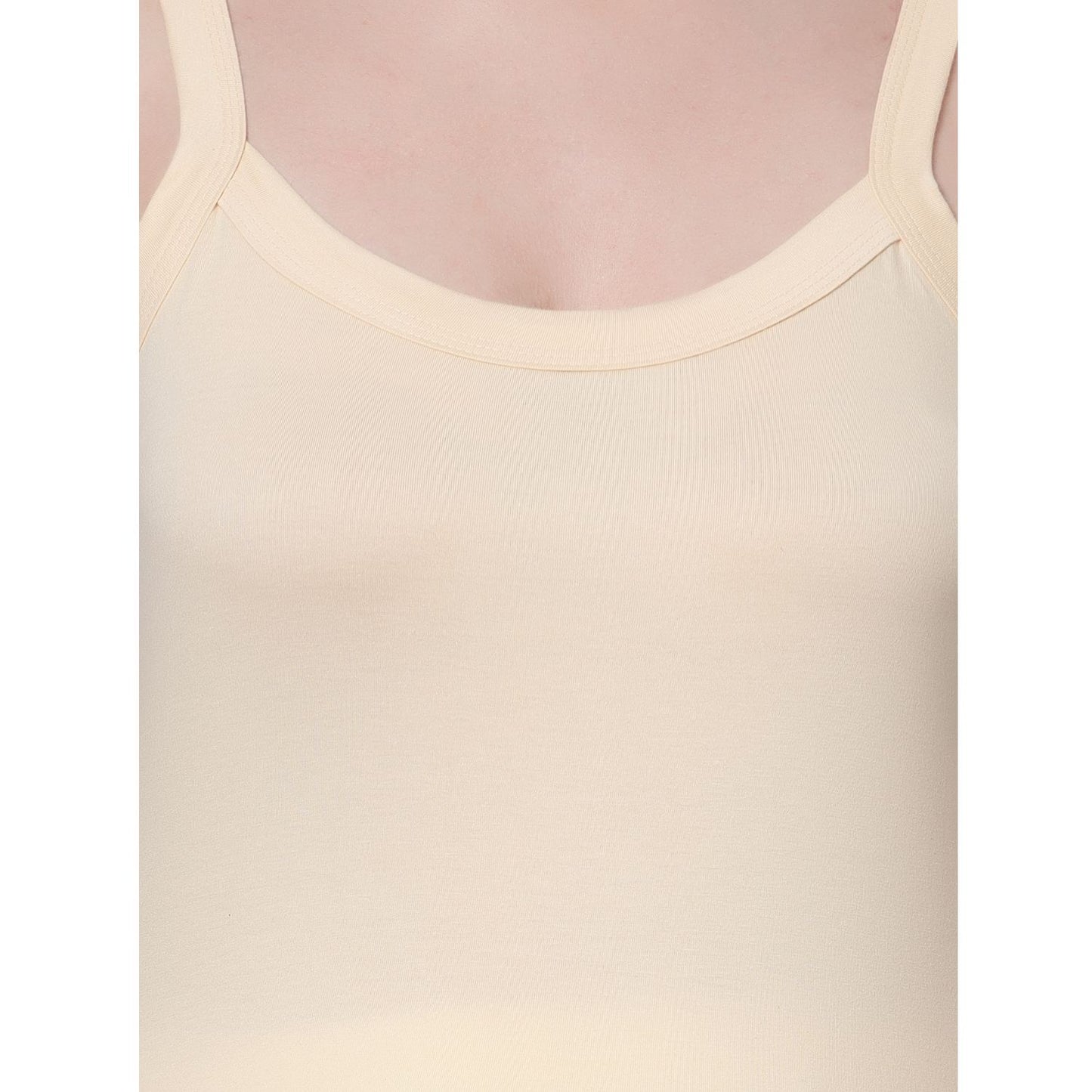 Women's Cotton Sleeveless U Neck Long Spaghetti Slips Regular Use Camisoles Multicolor pack of 2