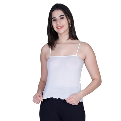 Rib Fabric Tank Top Premium Camisole for Women | Sleeveless Cotton Vest Top | Soft Breathable Innerwear | Regular Fit Comfortable Undershirt for Women