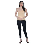 Women's Cotton Adjustable Strap Lace Spaghetti Slip Camisole 1 beige 1 white Pack of 2