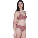 Aimly Women's Cotton Bra Panty Set – Non-Padded, Wire-Free Bra with Adjustable Straps, Mid Coverage