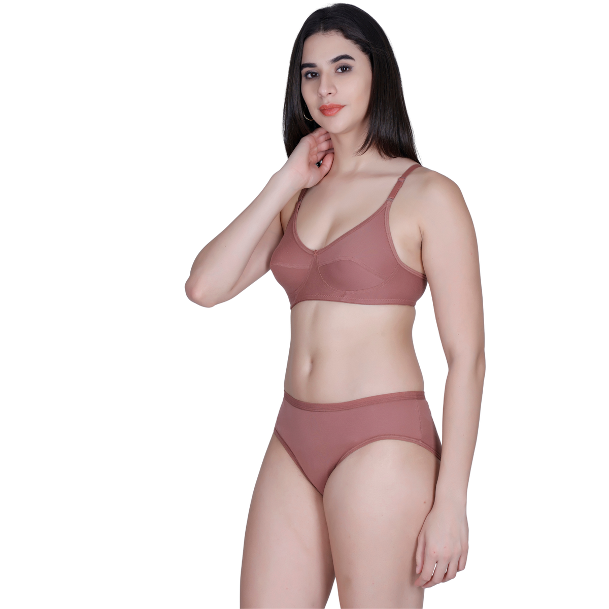 Aimly Women's Cotton Bra Panty Set – Non-Padded, Wire-Free Bra with Adjustable Straps, Mid Coverage