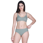 Aimly Women's Cotton Bra Panty Set – Non-Padded, Wire-Free Bra with Adjustable Straps, Mid Coverage