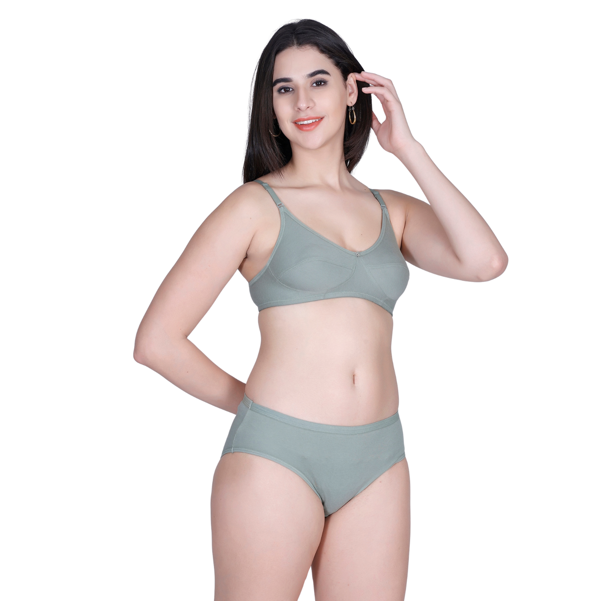 Aimly Women's Cotton Bra Panty Set – Non-Padded, Wire-Free Bra with Adjustable Straps, Mid Coverage
