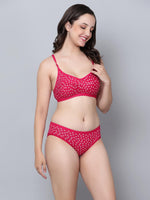 Women's Cotton Printed Full Coverage Bra Panty Set - Aimly.in