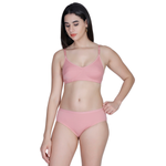 Aimly Women's Cotton Bra Panty Set – Non-Padded, Wire-Free Bra with Adjustable Straps, Mid Coverage