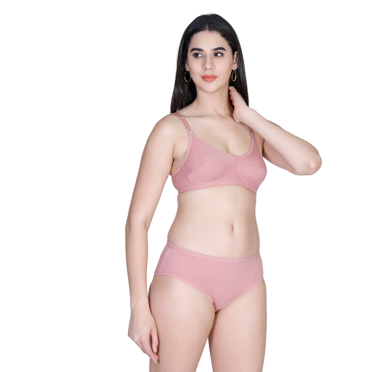 Aimly Women's Cotton Bra Panty Set – Non-Padded, Wire-Free Bra with Adjustable Straps, Mid Coverage