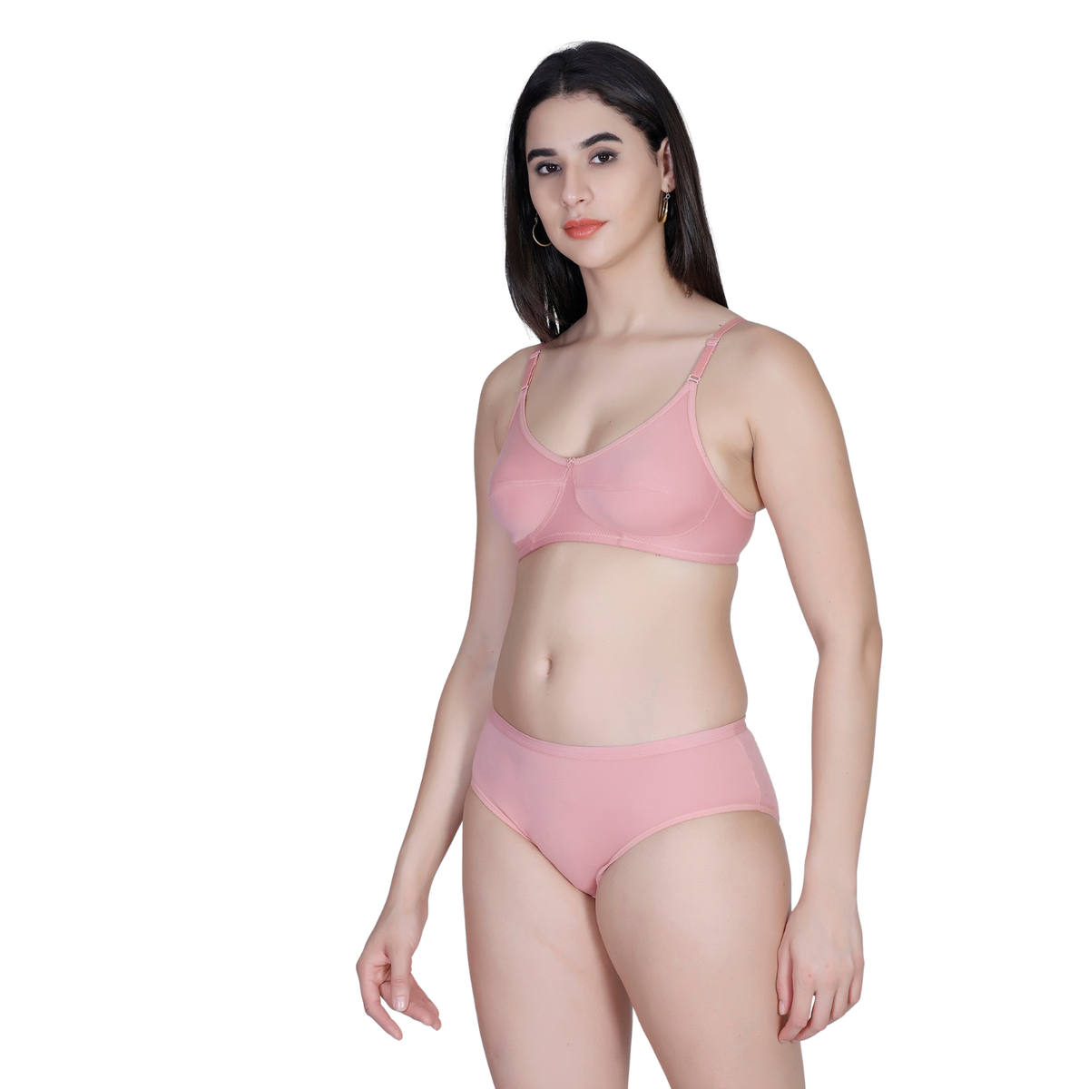Aimly Women's Cotton Bra Panty Set – Non-Padded, Wire-Free Bra with Adjustable Straps, Mid Coverage