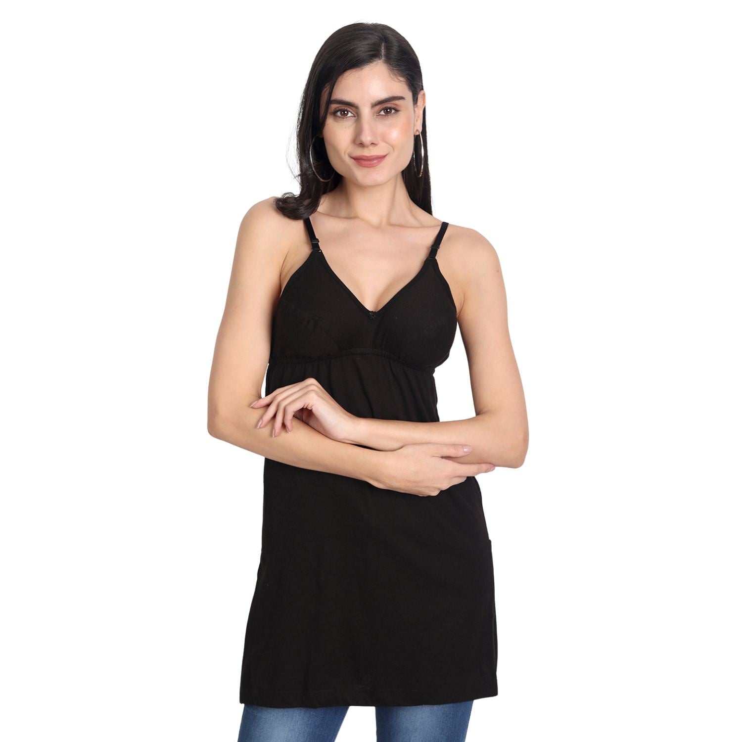Women’s Cotton Spaghetti Strap Camisole Tops | Soft Stretchable Sleeveless Slips for Layering, Innerwear & Daily Wear 3 black pack of-3
