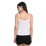 Women's Regular Fit Thin Strap Sleeveless Cotton Camisole Slip Spaghetti 3White Combo pack of 3