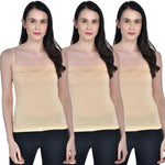 Women's Cotton Adjustable Strap Lace Spaghetti Slip Camisole 3 beige Pack of 3